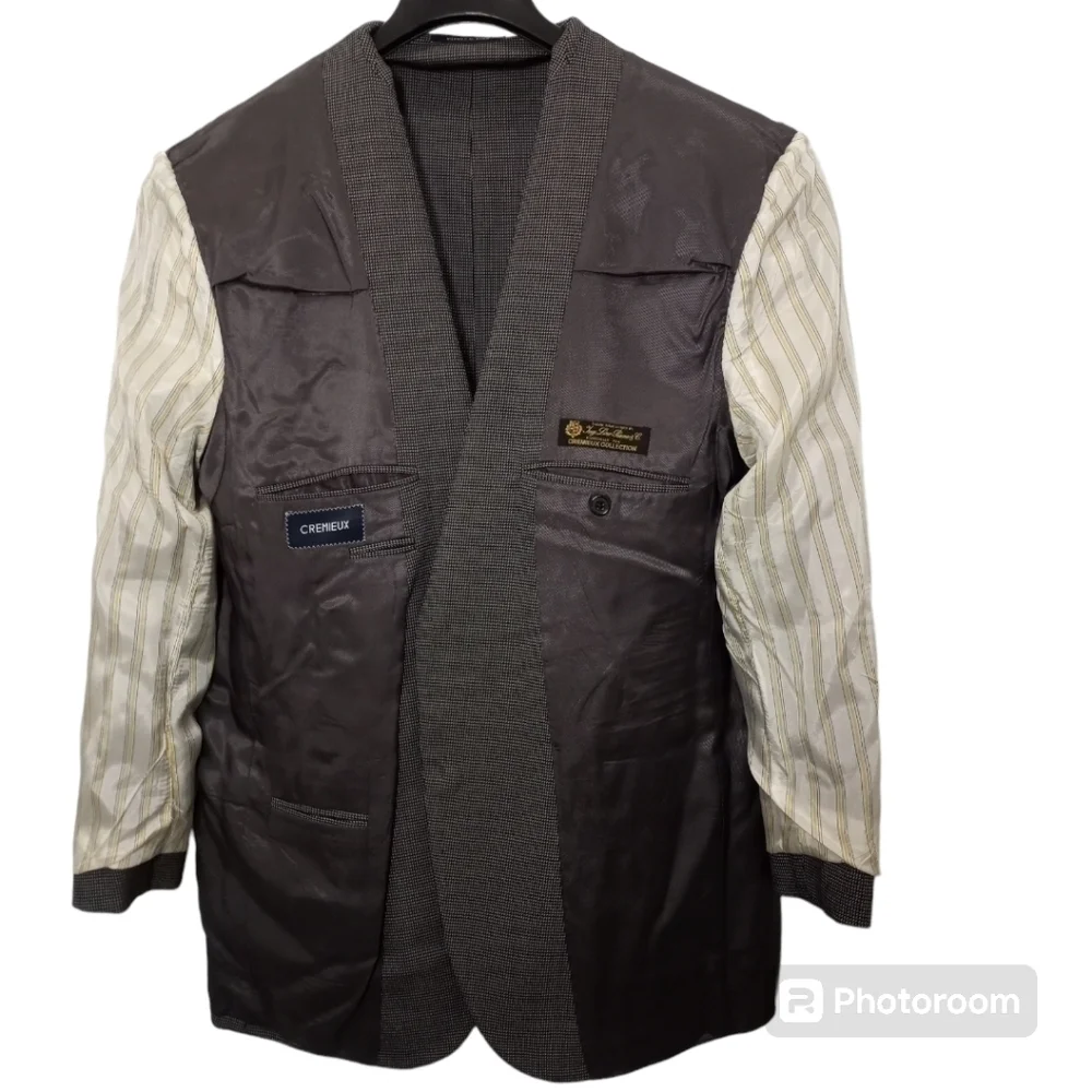Daniel Cremieux Classic Nailhead Sport Jacket Charcoal Gray Mens 42R